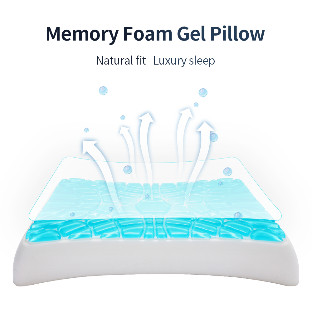 Cooling Memory Foam Pillow Filling Gel Infused Memory Foam with Breathable Bed Pillow Cover for Cool Sleeping