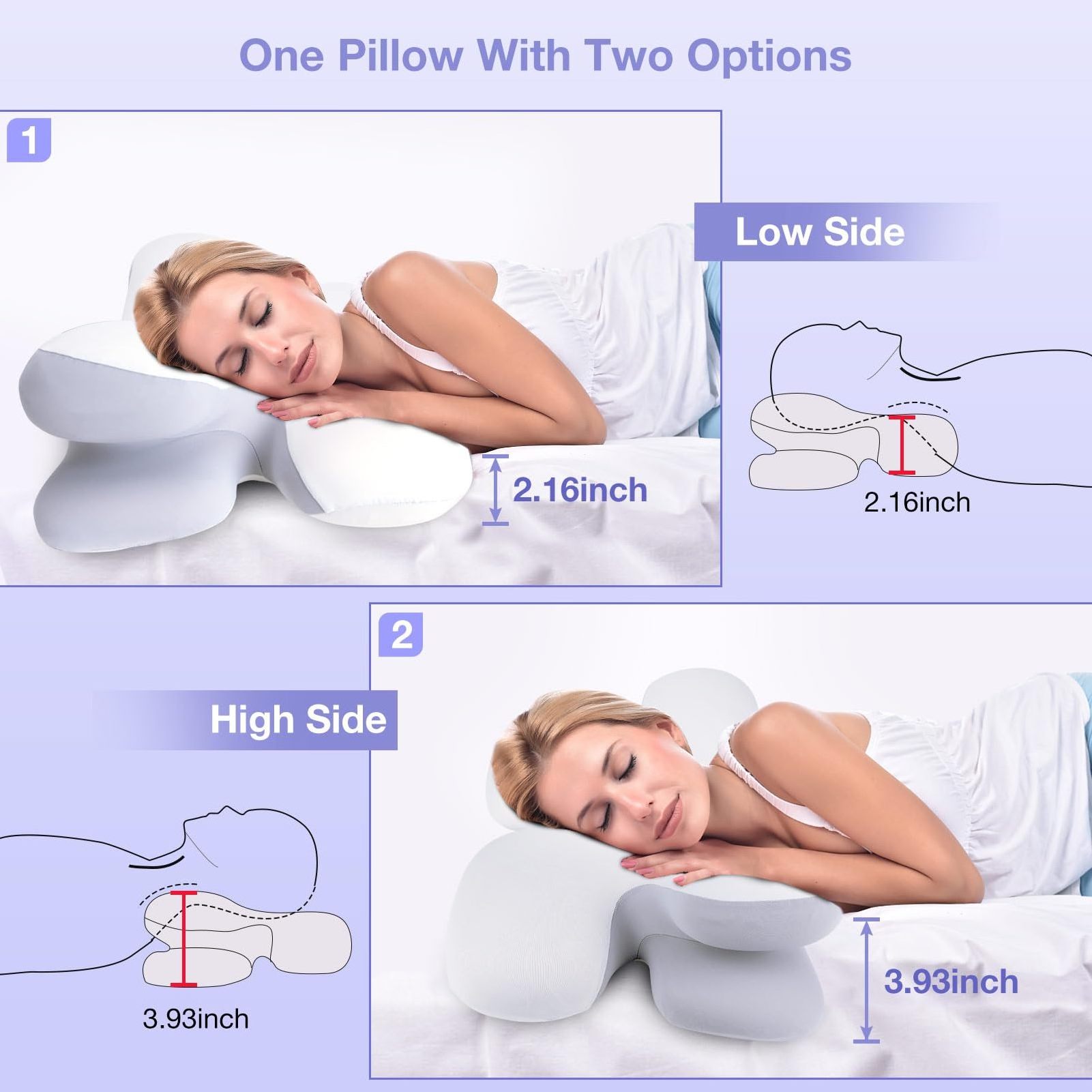 Adjustable Cervical Pillow for Neck Pain Relief, Hollow Contour Memory Foam Plus Support  neck pain pillow  Removable Cover