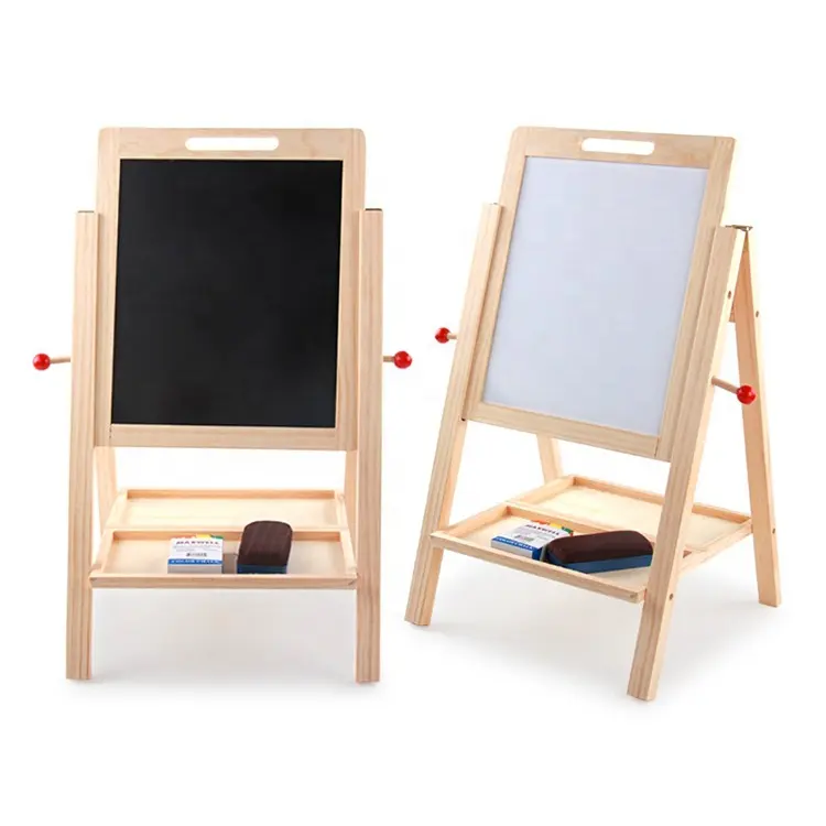 Wooden Double Sided Easel Kids Drawing Board Magnetic for Children Learning