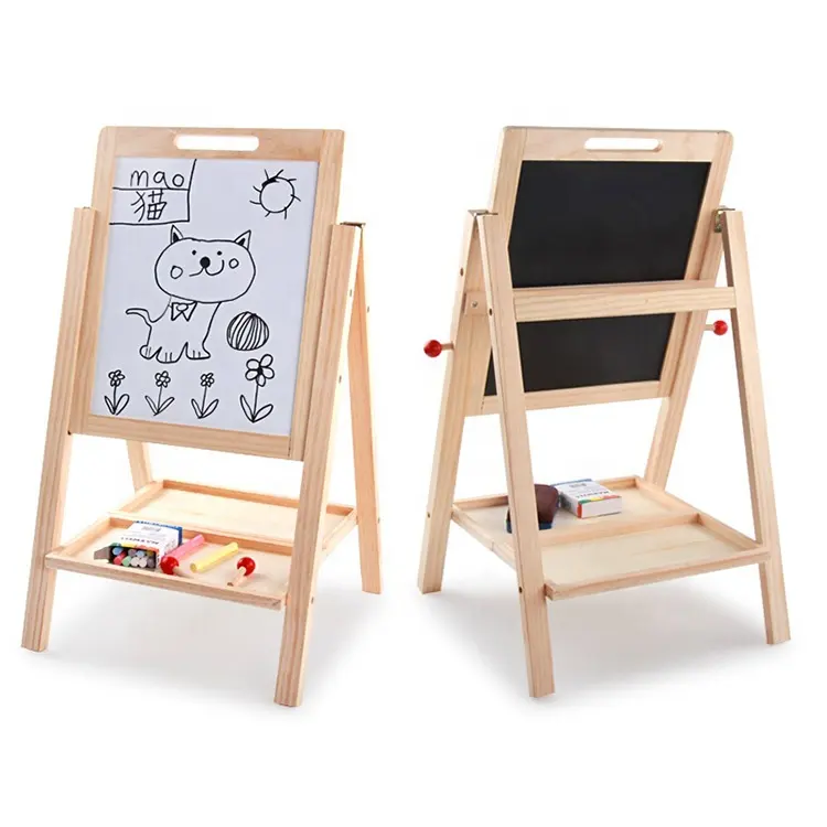 Wooden Double Sided Easel Kids Drawing Board Magnetic for Children Learning