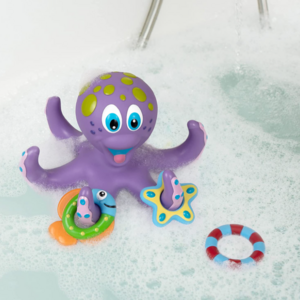 Eco-friendly Funny Cartoon Baby Bathtime Octopus Rubber Bath Toys for Kids