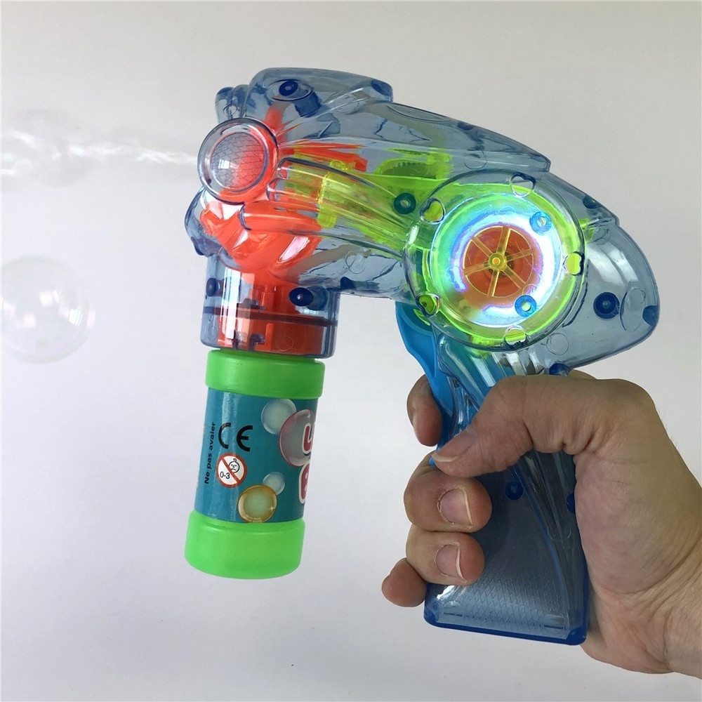 Fish Shape Led Light Up Plastic Bubble Gun with Water Soap for Kids