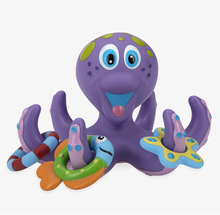 Eco-friendly Funny Cartoon Baby Bathtime Octopus Rubber Bath Toys for Kids