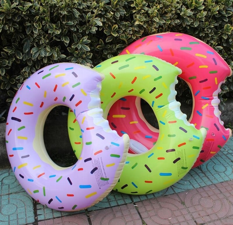 Non-phthalate PVC Water Toys Raft Inflatable Pink Pool Float Donuts Swim Ring