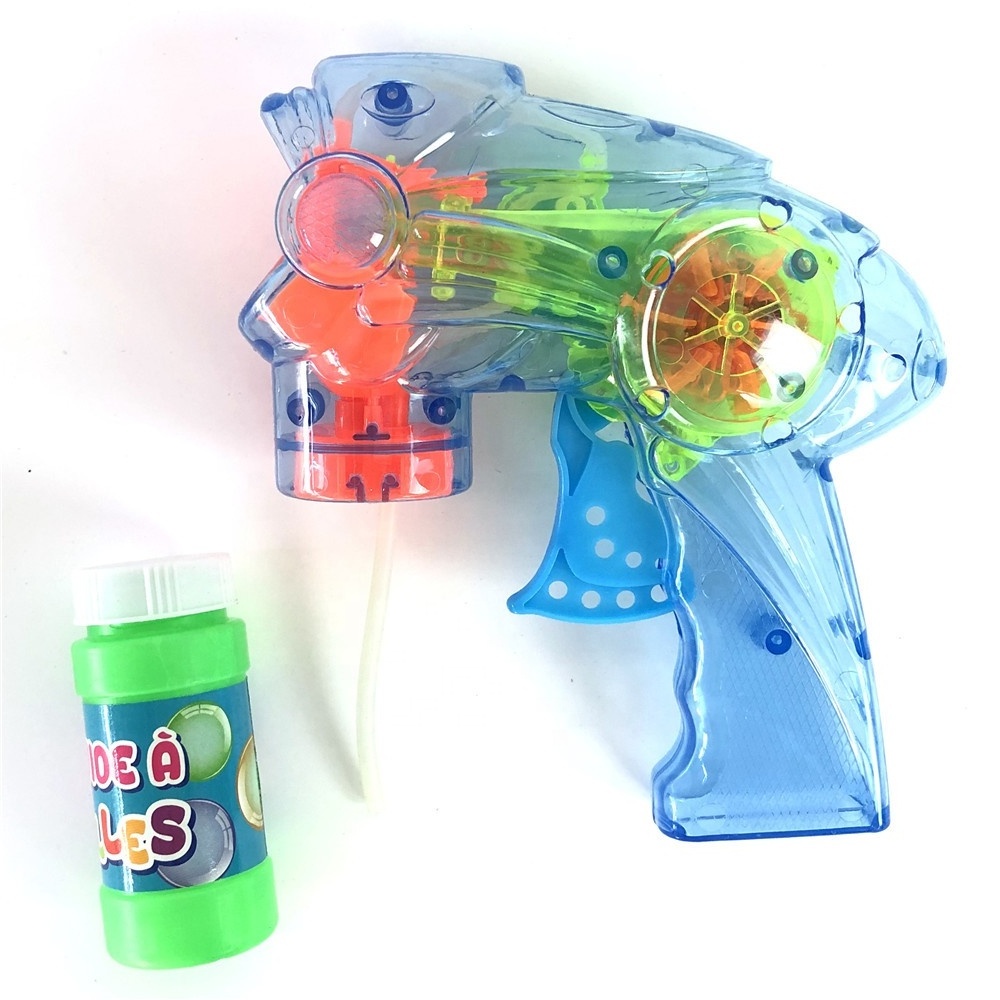 Fish Shape Led Light Up Plastic Bubble Gun with Water Soap for Kids