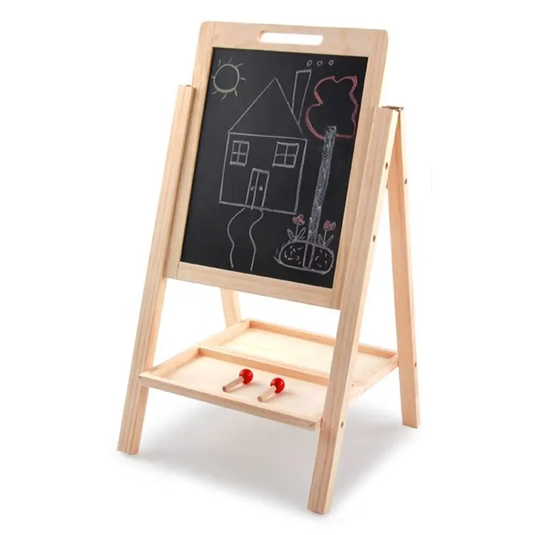 Wooden Double Sided Easel Kids Drawing Board Magnetic for Children Learning