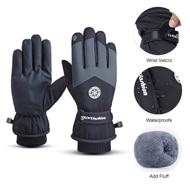 Custom Winter Gloves Touch Screen Cold Weather Warm Leather Snowboard Ski Gloves Waterproof for Women and Men