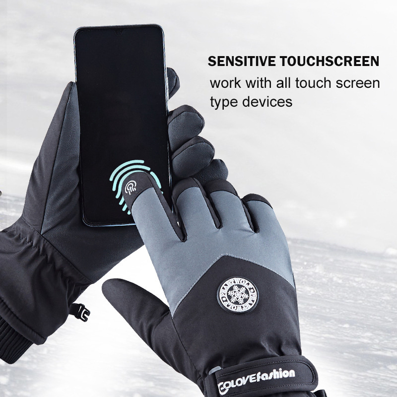 Custom Winter Gloves Touch Screen Cold Weather Warm Leather Snowboard Ski Gloves Waterproof for Women and Men