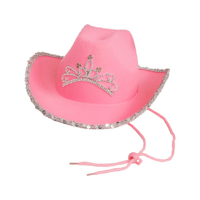 Wholesale Western Style Rhinestone Blinking Cowgirl Hats Women pink Cowboy Hats