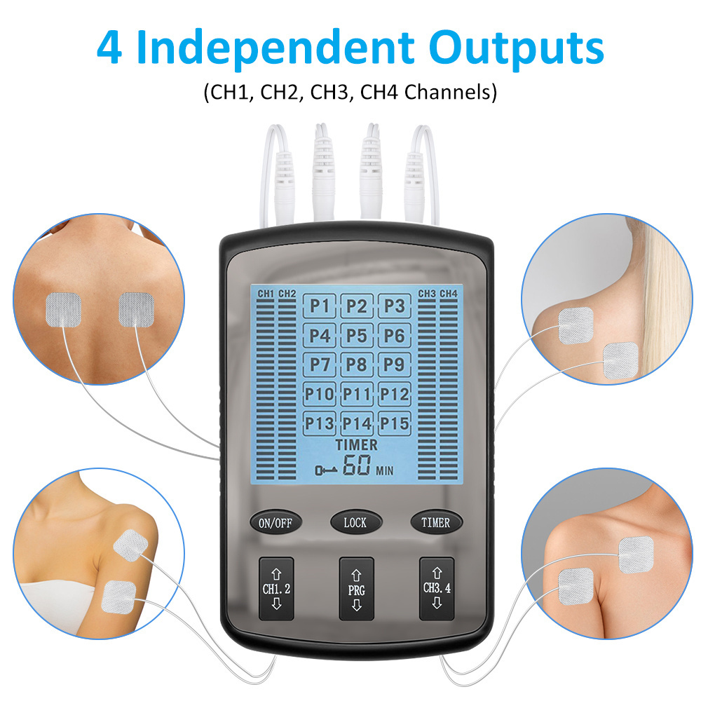 15 Modes Electric portable EMS Muscle Stimulator TENS unit Therapy Digital Pulse neck and back massager