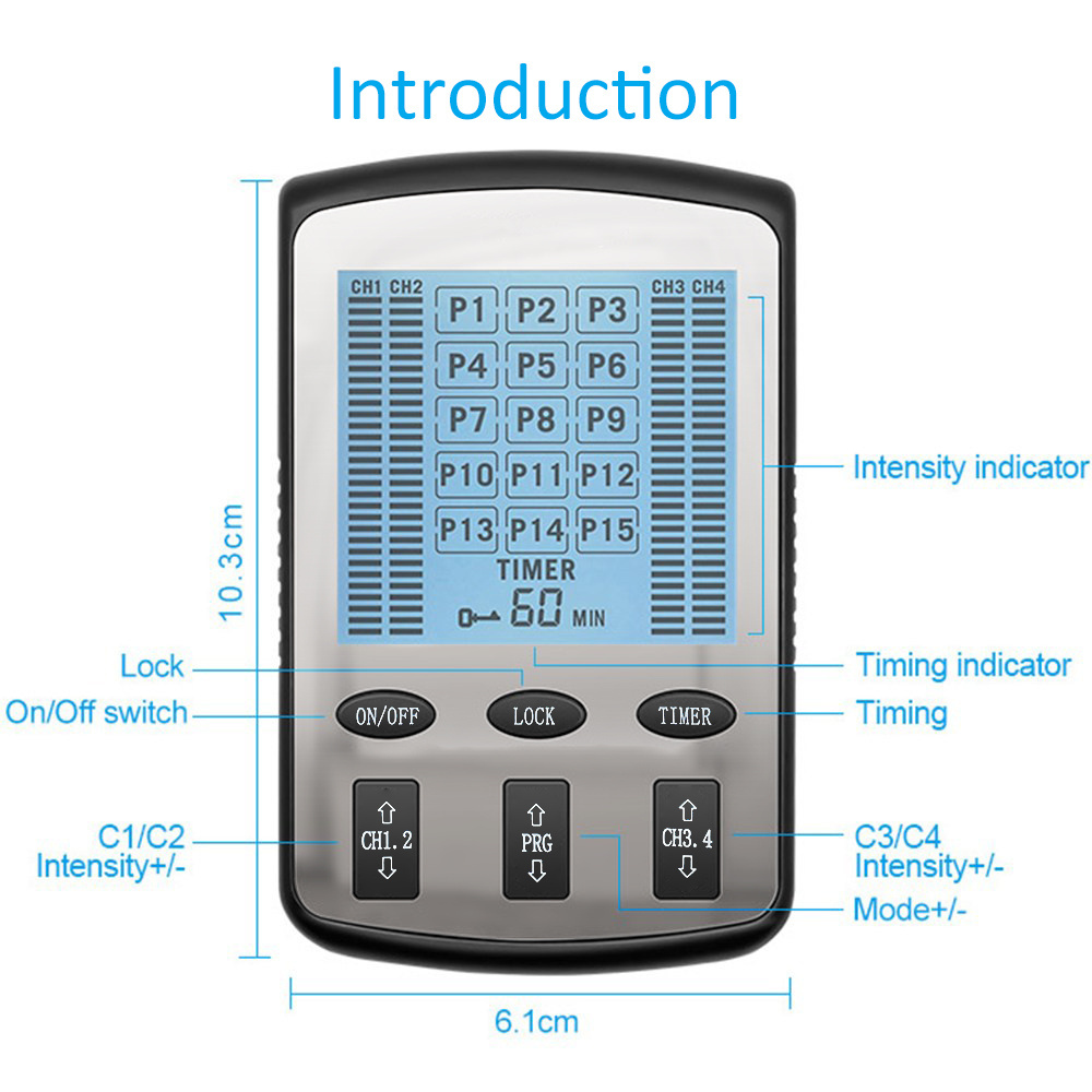 15 Modes Electric portable EMS Muscle Stimulator TENS unit Therapy Digital Pulse neck and back massager