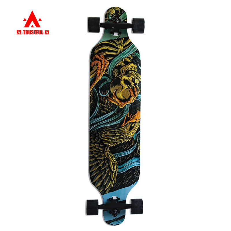 Custom Adult Professional Longboard Non-slip Deck Thickened 9-Ply Maple Wood Skateboard