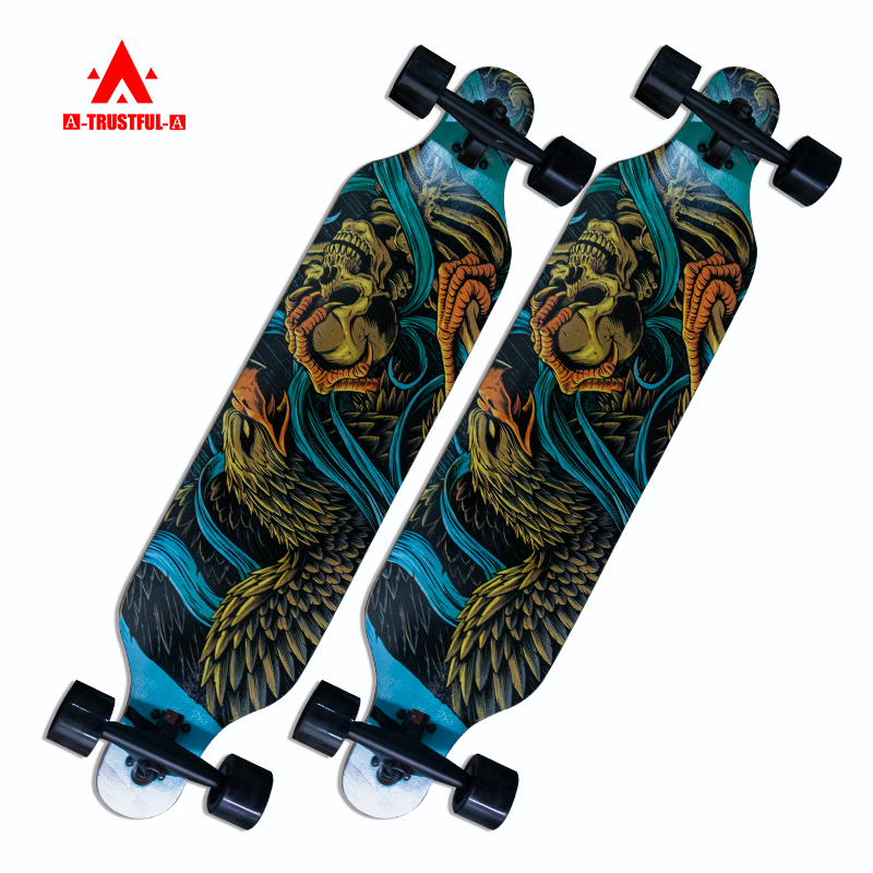 Custom Adult Professional Longboard Non-slip Deck Thickened 9-Ply Maple Wood Skateboard