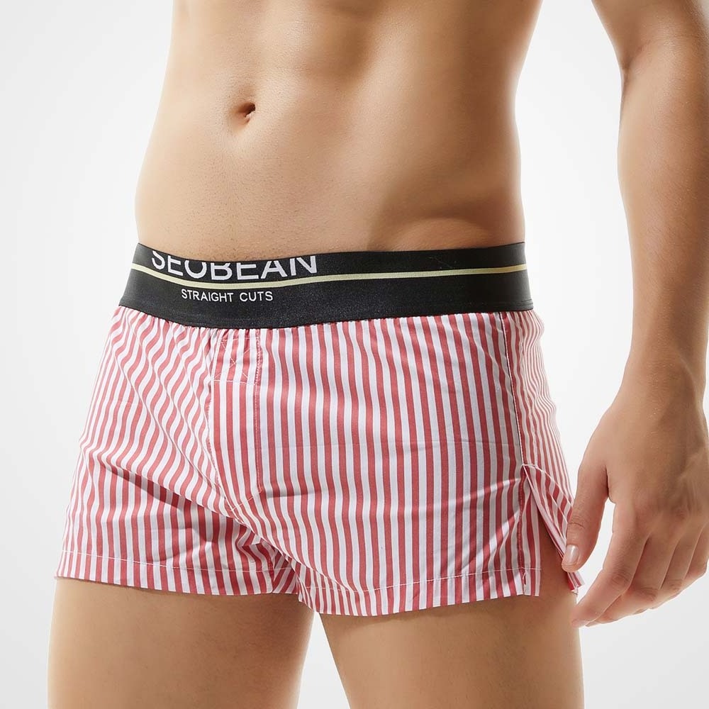 Wholesale Men Underwear Home Indoor Casual Stripe Arrow Short Pants Boxers Sleepwear Front Open Plus Size 100% Cotton Underwear