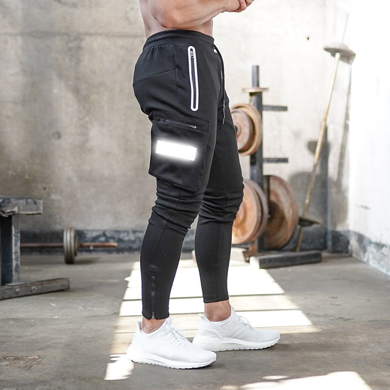 Custom Fall Reflective Stripe Cotton Sweatpants Joggers Pants Men Gym Fitness training cargo pants Sportswear