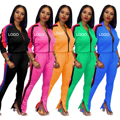 Customized Logo 2019 Zip Cardigan Women Jogger Sets Matching Sweat Suits for Women Blank Jogging Suits Wholesale Tracksuits BestSuppliers
