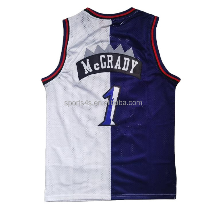 throwback retro classic toronto city 1 Tracy McGrady purple white striped split stitched embroidery jersey