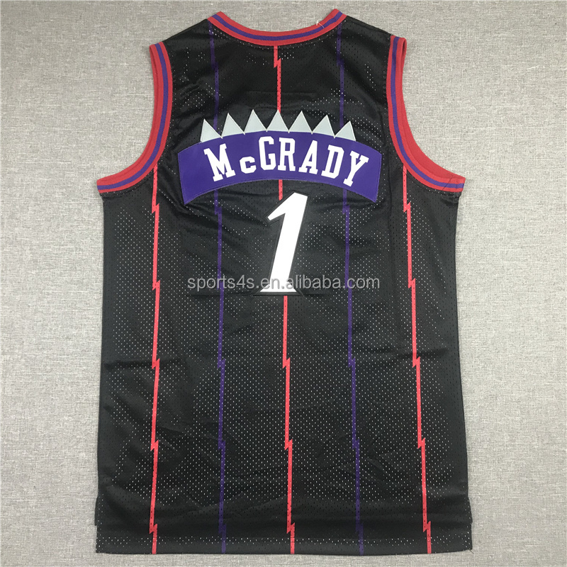 throwback retro classic toronto city 1 Tracy McGrady purple white striped split stitched embroidery jersey