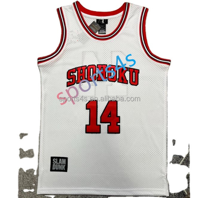 Japan Anime film slam dunk basketball jersey 14 HISASHI MITSUI top mesh best quality basketball jersey