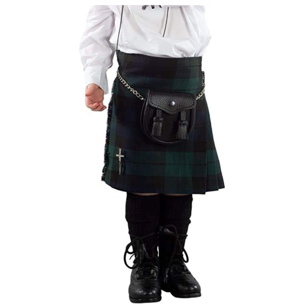 Hot sale Boys Black Watch Tartan Scottish Highland Kilt Boys Persevere Tartan Scottish Highland Kilt Breathable custom logo