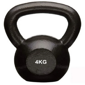 Wholesale Fitness 4 kg Ergonomic Grip Custom Logo Single Black Color Powder Coated Cast Iron Kettlebell Set