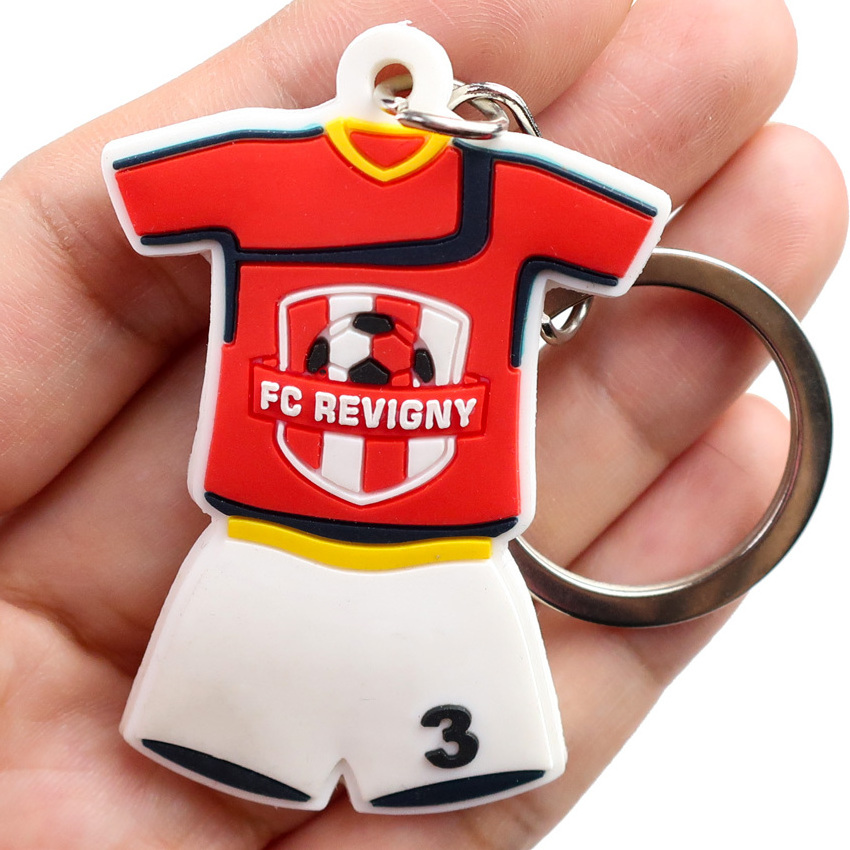 Cheap logo Customized Polo Shirt Soccer Club Keyring Sport Football Soccer Key Chain PVC Rubber Keychain