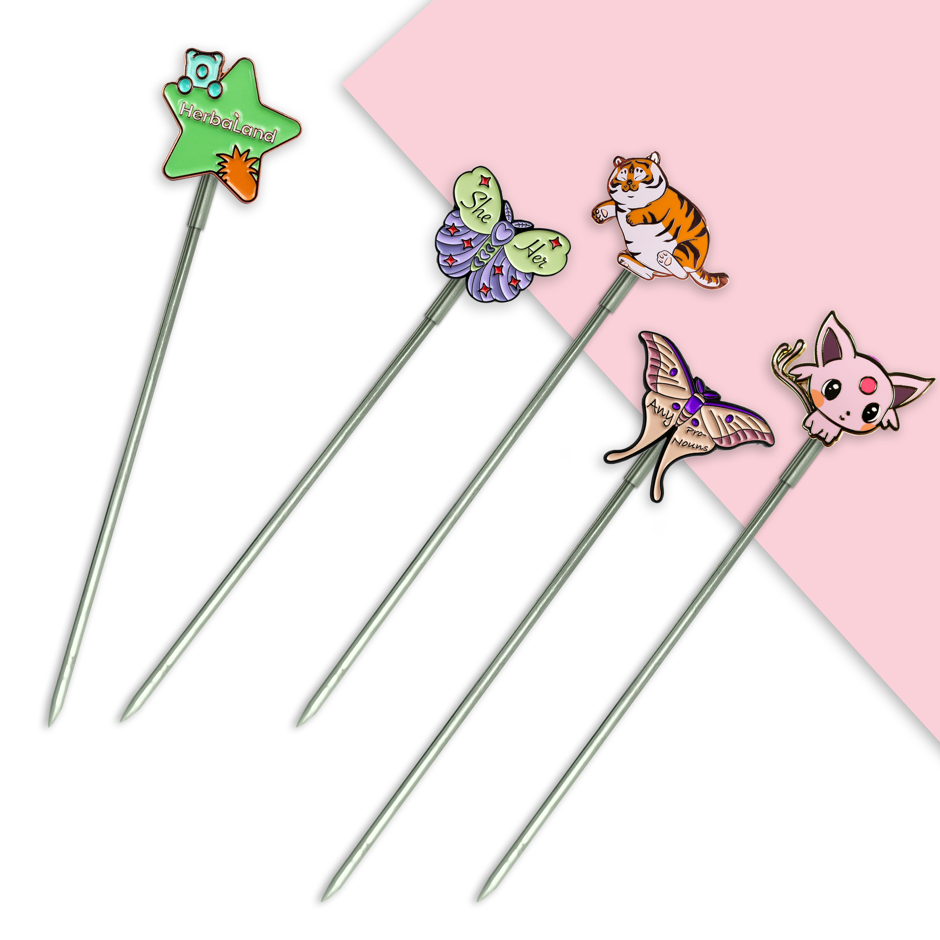 Custom stainless steel reusable cocktail metal sticks reusable drink picks martini picks toothpicks food fruit picks