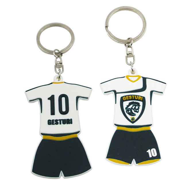 Cheap logo Customized Polo Shirt Soccer Club Keyring Sport Football Soccer Key Chain PVC Rubber Keychain