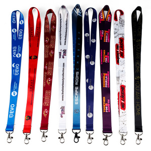 Hot sale sublimation custom printing promotional Keychain polyester nylon woven lanyard with logo custom