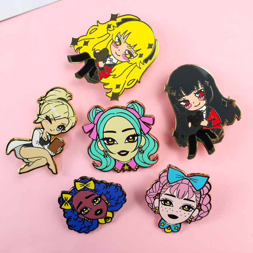 Cheap custom girls cartoon hat pin metal crafts cute pins badge enamel lapel pin