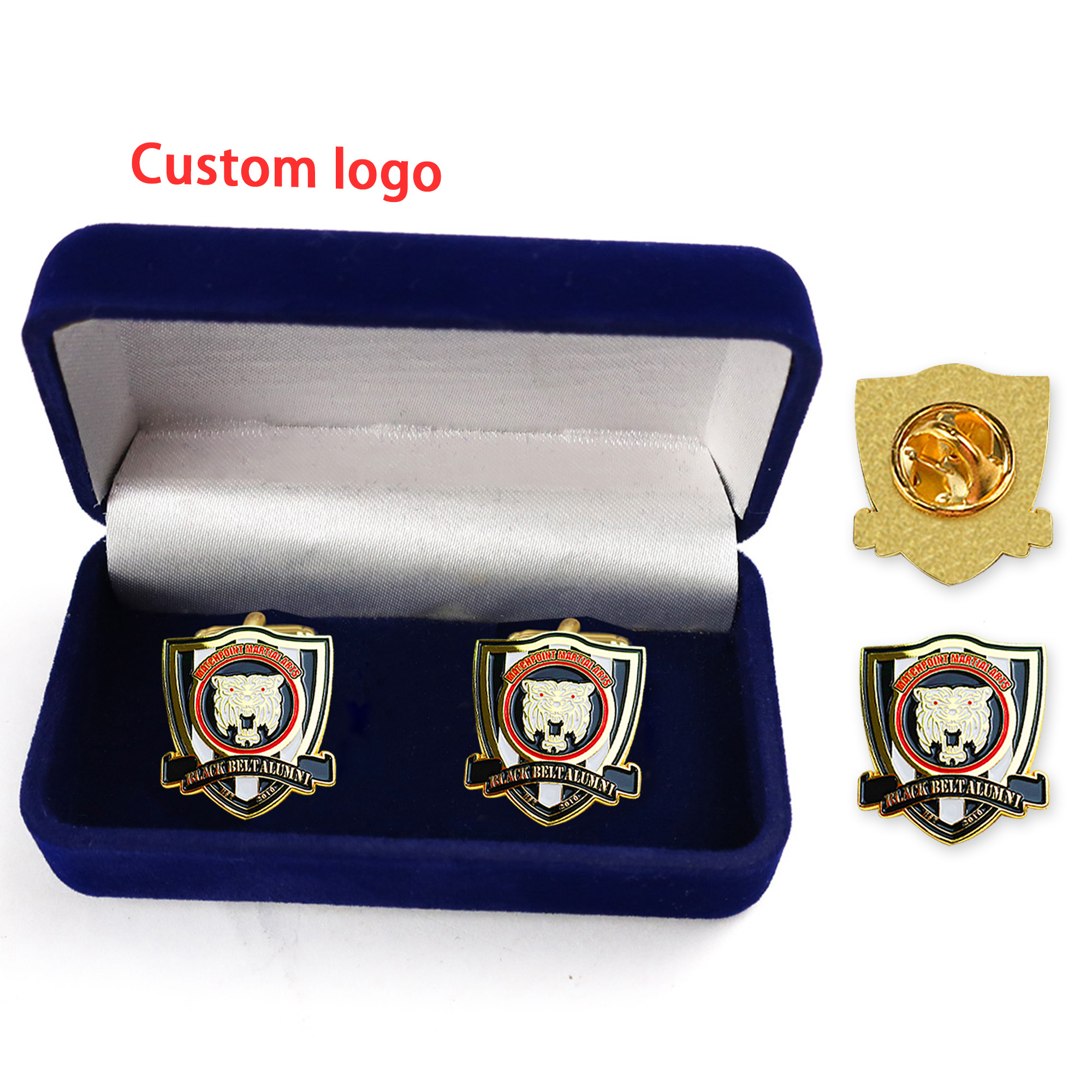 High quality cheap cuff links tie clips lions club custom logo luxury enamel mens cufflink factory