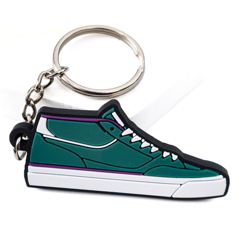 Custom rubber key chain basketball shoes key ring mini pvc silicone keychain colourful sneaker keychain