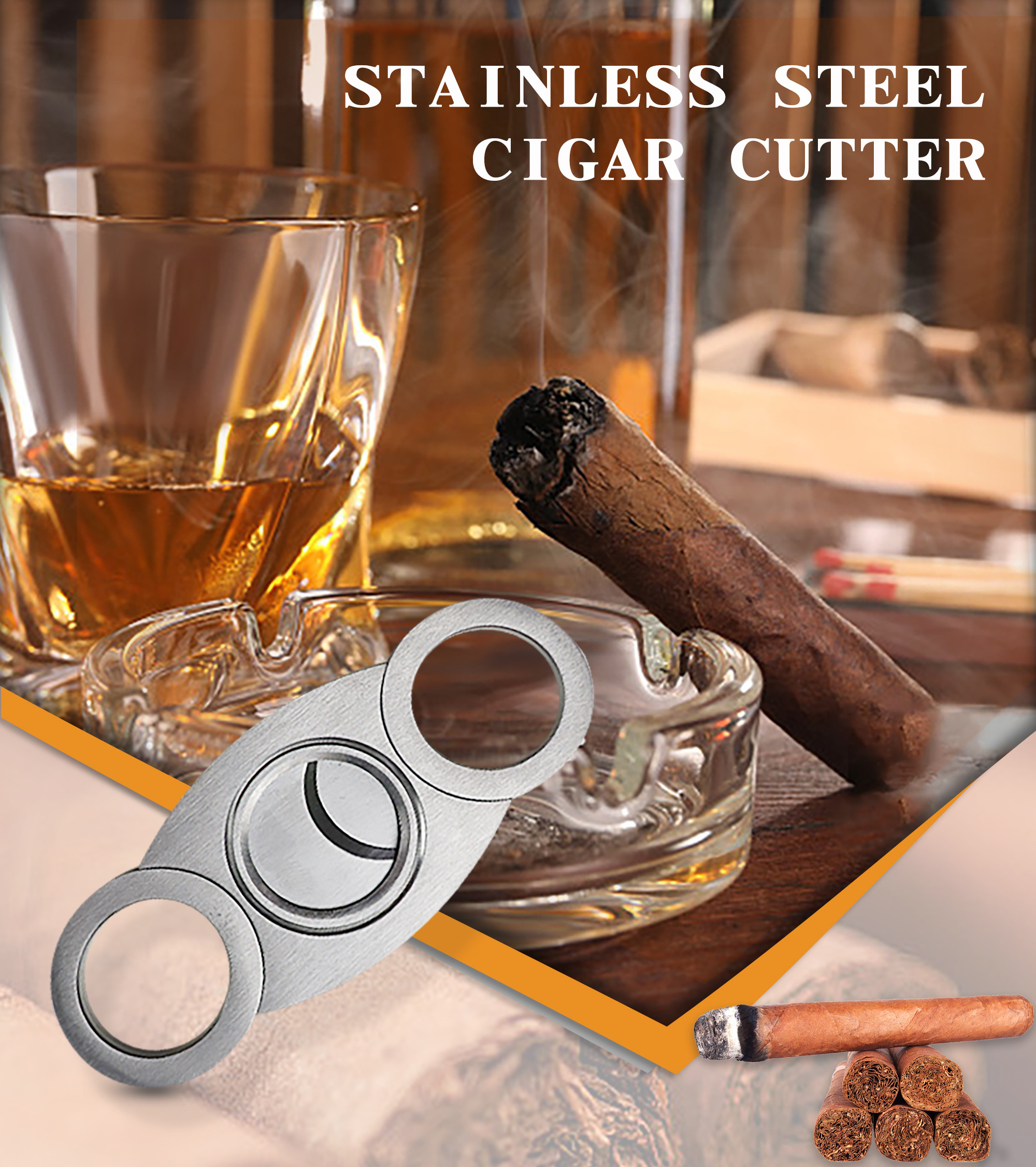 Custom cigar cutter stainless steel new luxury charuto clipper cigar cutter guillotine with gift box accessories cigar scissors