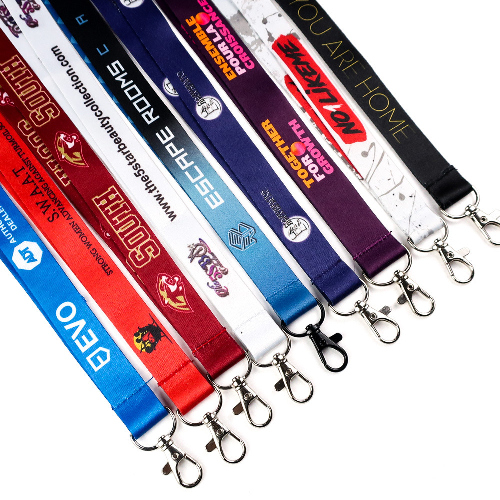 Hot sale sublimation custom printing promotional Keychain polyester nylon woven lanyard with logo custom