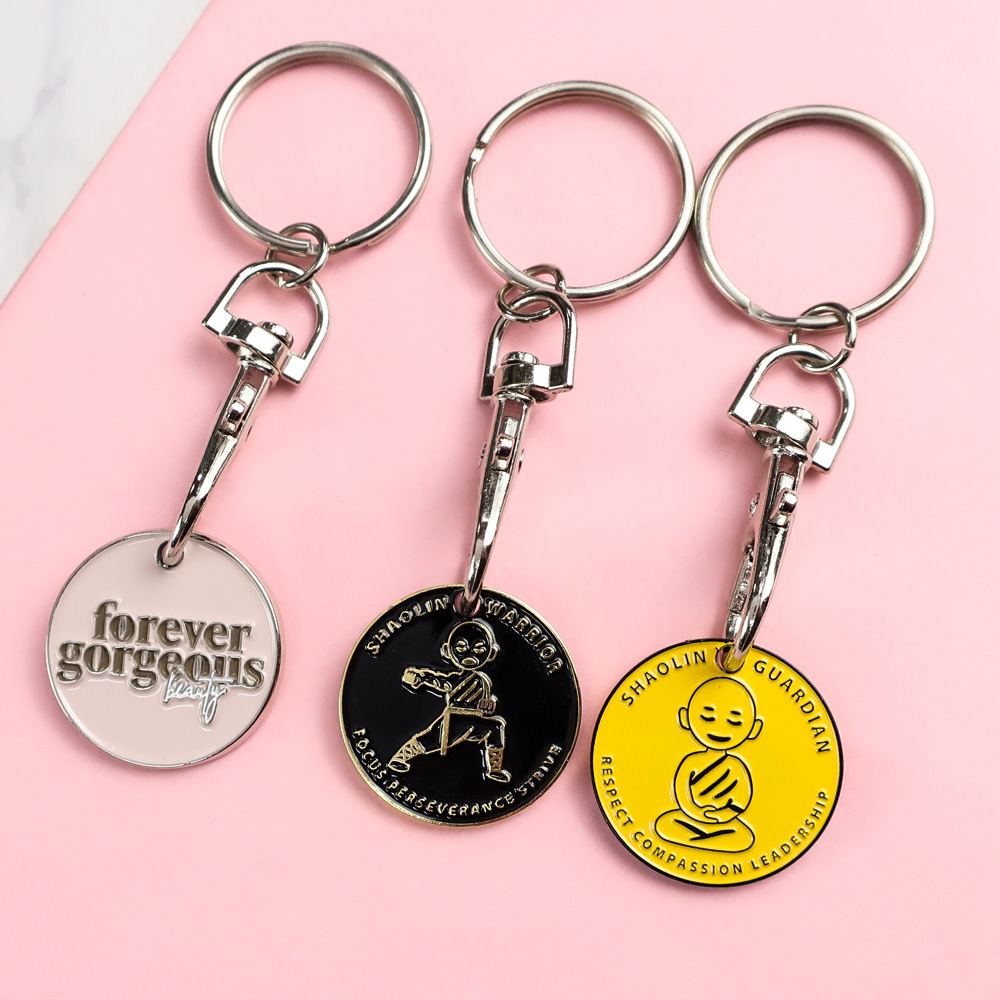 metal custom logo Canada double loonie coin and quarter coin shopping cart token key chain