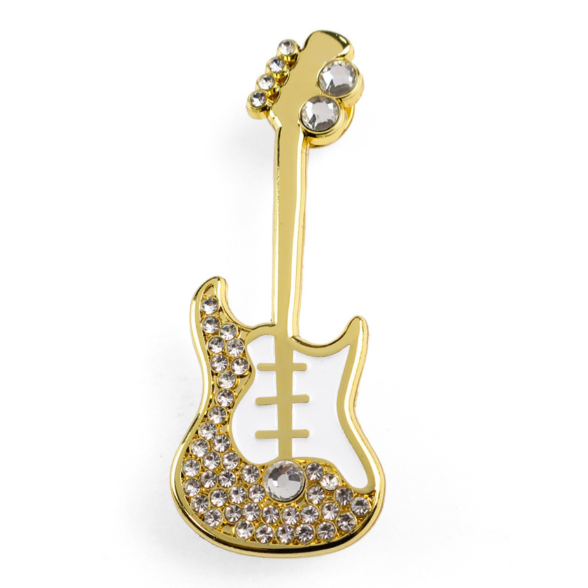 High quality clothes brooch pin metal crafts soft enamel pins music custom guitar badge fashion jewelry