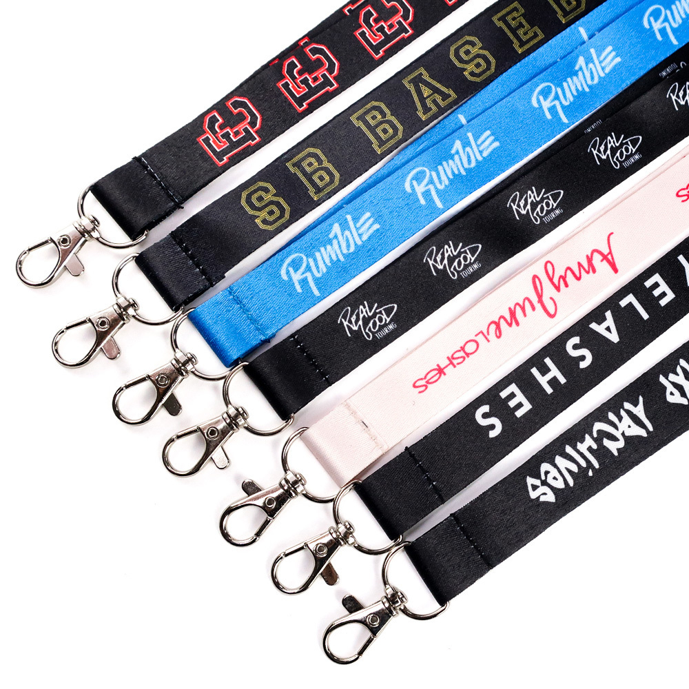 Hot sale sublimation custom printing promotional Keychain polyester nylon woven lanyard with logo custom