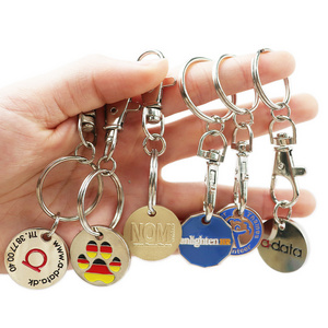 Custom coin keychain trolly coin key ring shopping trolley coin key chain holders