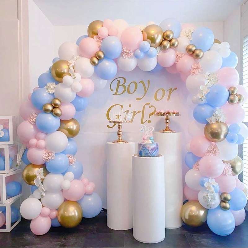 Baby Shower Decorations Macaron White Pink Blue Gold Balloon Arch Kit Wedding Birthday Boy Or Girl Gender Reveal Party Balloon