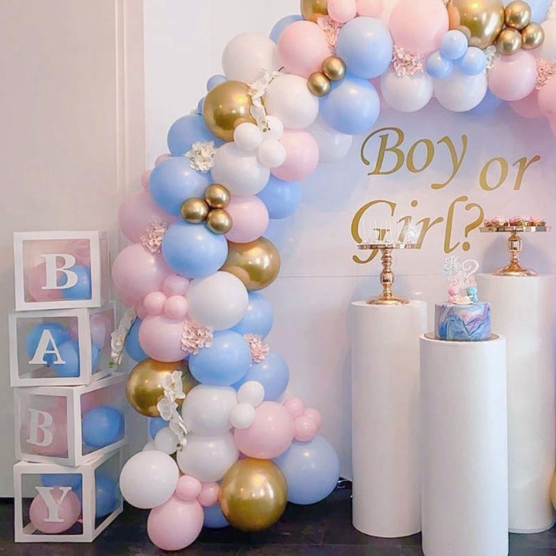 Baby Shower Decorations Macaron White Pink Blue Gold Balloon Arch Kit Wedding Birthday Boy Or Girl Gender Reveal Party Balloon