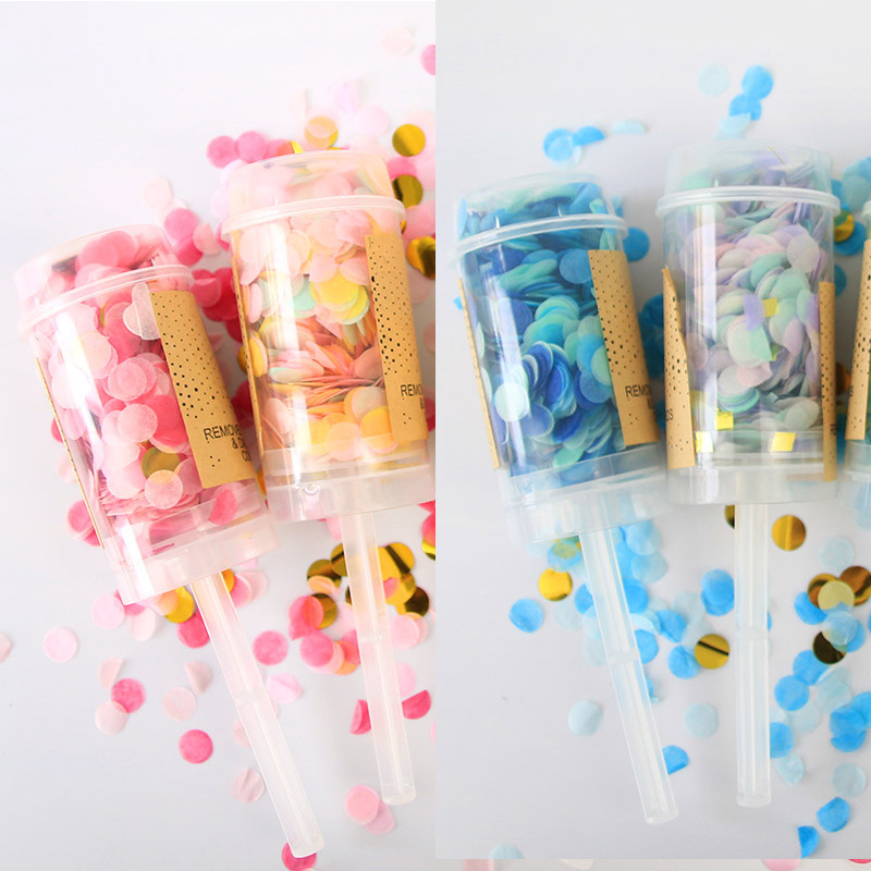 1Pc Pink/Blue Gender Reveal Party Decor Push Pop Confetti Poppers Cannons It's a boy/girl Baby Reveal Event Party Props