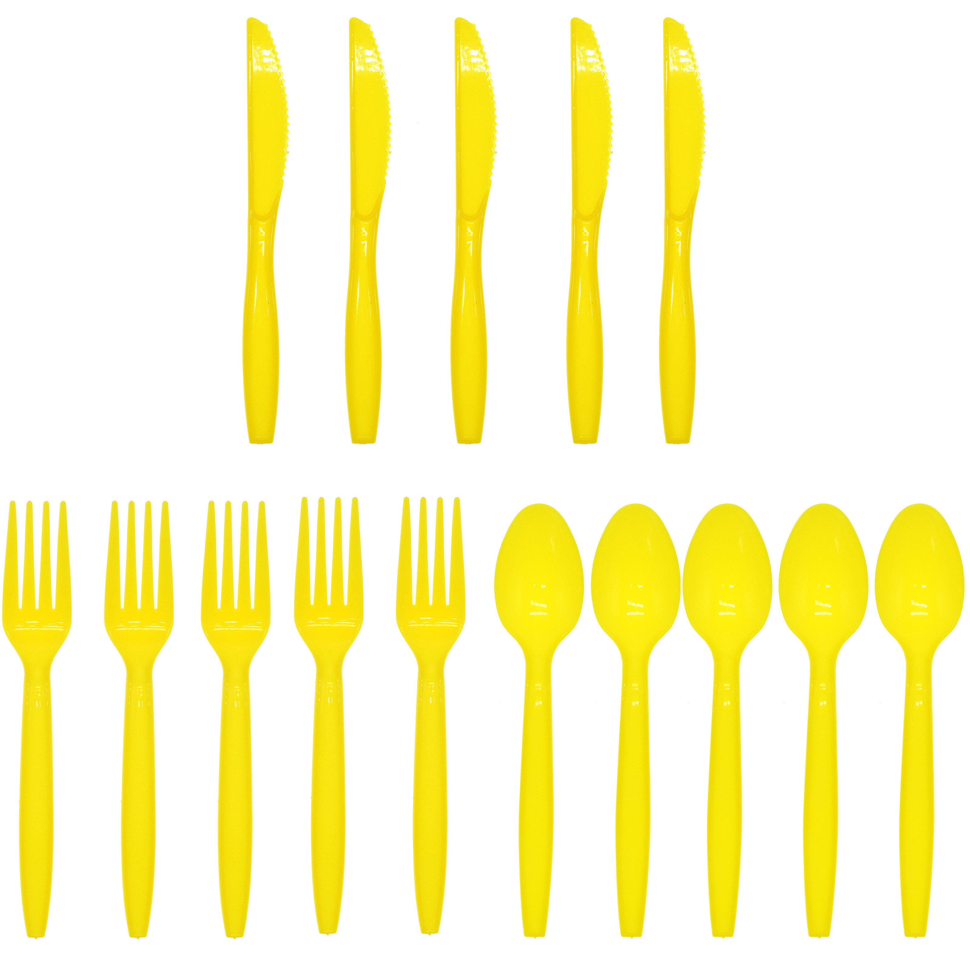 Touch of Color Premium Plastic Cutlery Forks Knives Spoons Pastel Blue Yellow Pink Black Purple Green Disposable Tableware