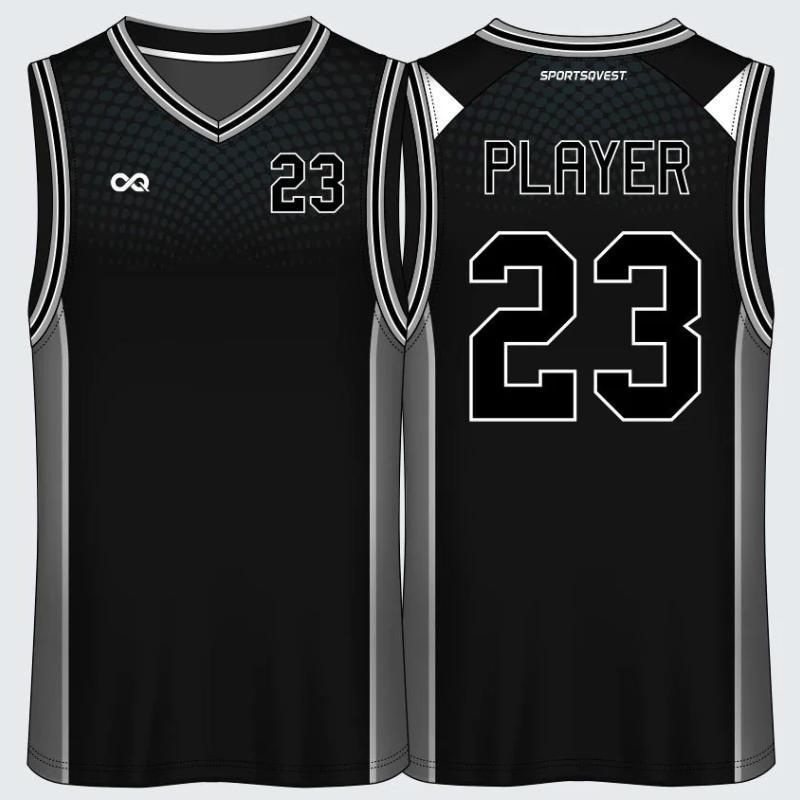 100% polyester custom solid basketball jersey Black and Gray