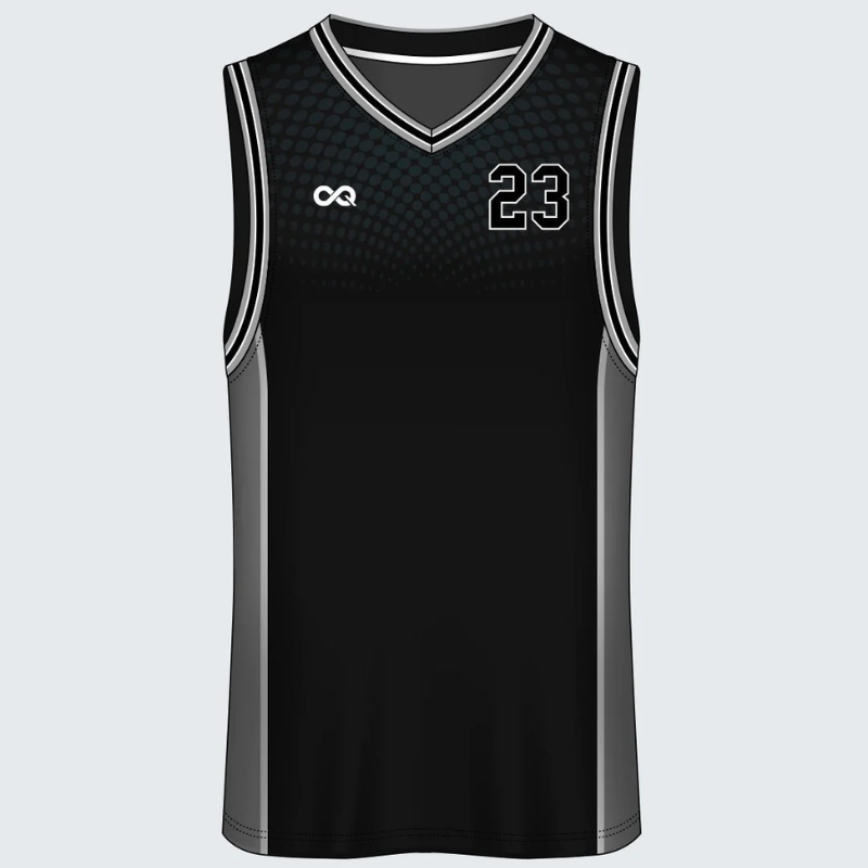 100% polyester custom solid basketball jersey Black and Gray