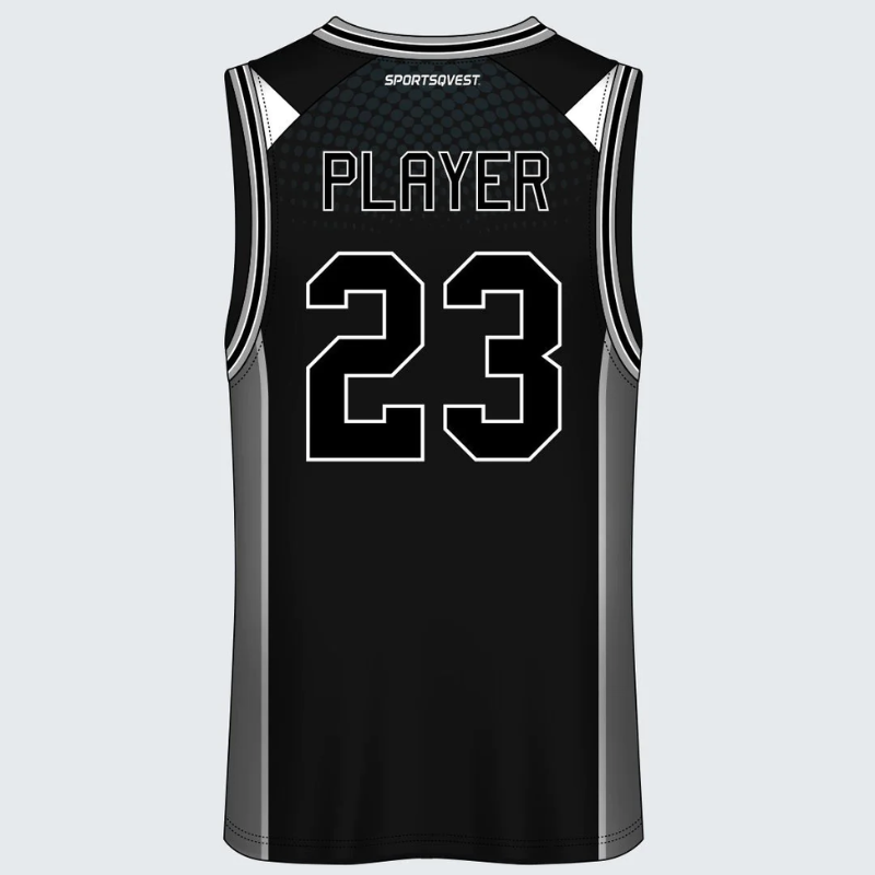 100% polyester custom solid basketball jersey Black and Gray