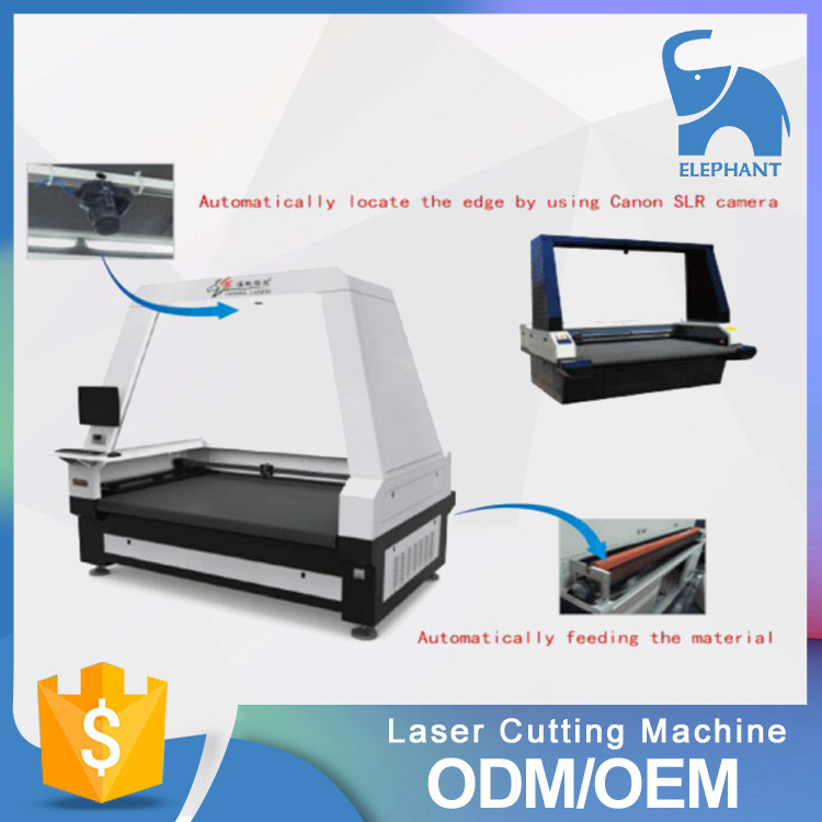 Auto feeding laser cutting machine with SCCD camera for textile printing