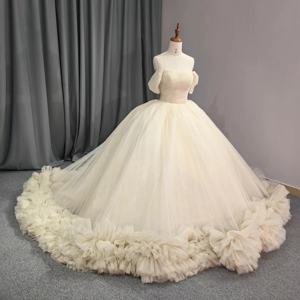 SUNNY Organza Ball Gown Short Sleeves Draped Lace Up Customization Quinceanera Dresses