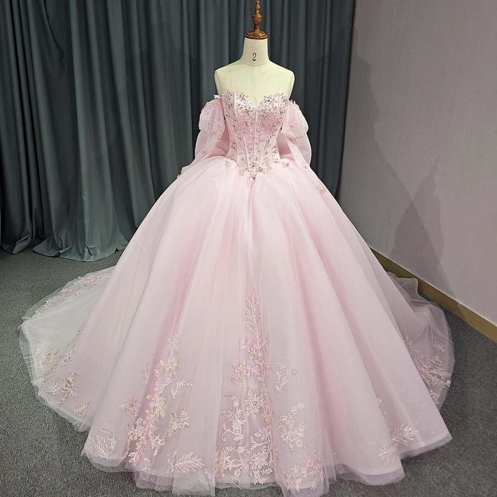 Pink Shiny Sweetheart Quinceanera Dress