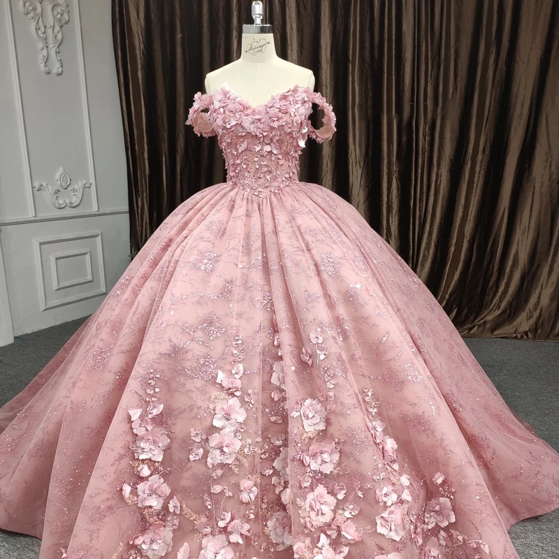 Quinceanera Dresses Ball Gown Flower Vestidos De Evening Party Dress