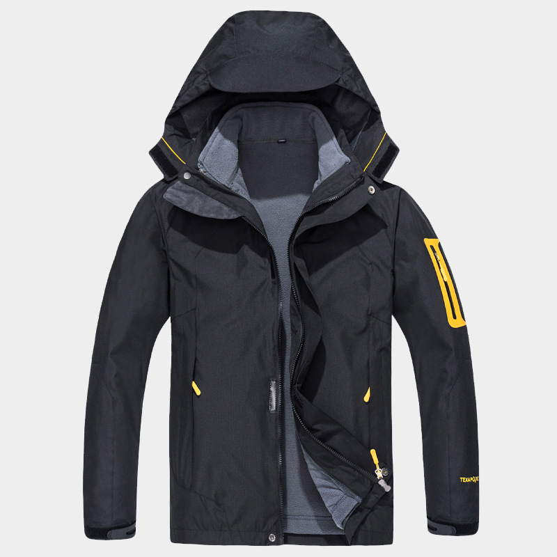 Men's Windproof Mountain Ski Jacket Winter Warm Snow Hooded Men's Rain Jacket with Hood Waterproof Stand Winter Clothes for Men